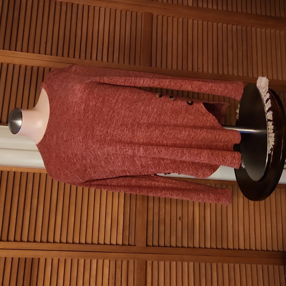 COPY - Mauve long sleeve top with decorative buttons up both sides